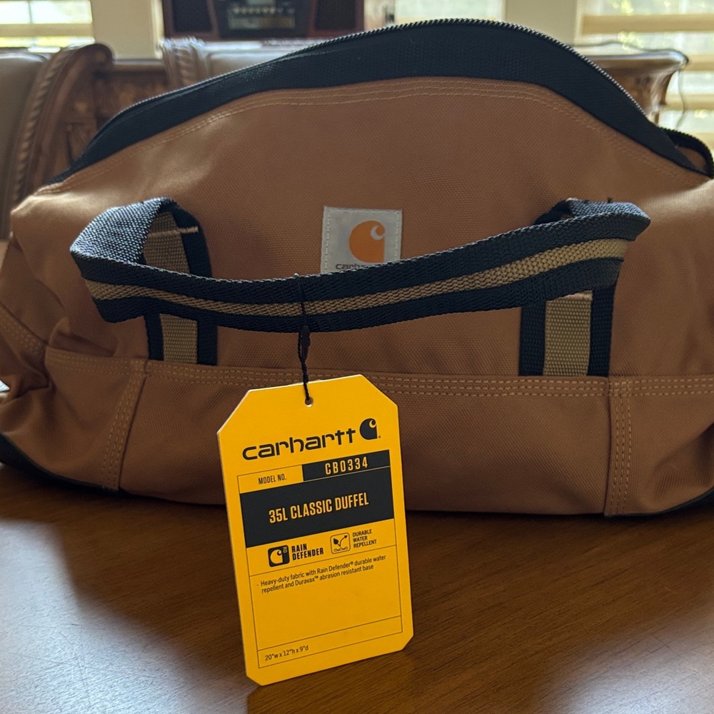 Carhartt Tan Duffel Bag with Black Accents